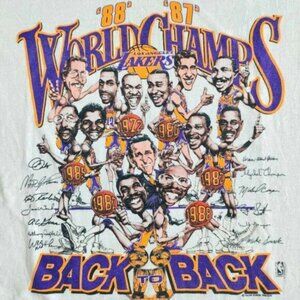 1987-1988 Los Angeles Lakers Back To Back retro shirt ash grey color